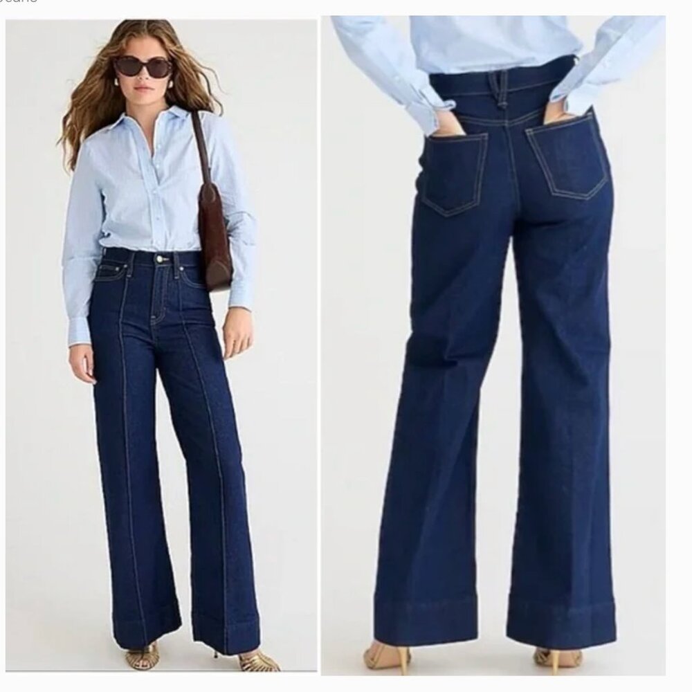 J. Crew Dark Indigo Wide-Leg Jeans